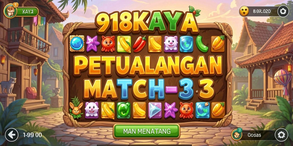 Screenshot gameplay 918KAYA yang menampilkan serunya permainan Match-3.