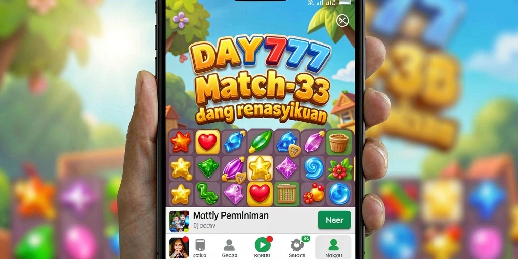 Tampilan screenshot DAY777 menampilkan aksi mencocokkan item warna-warni.