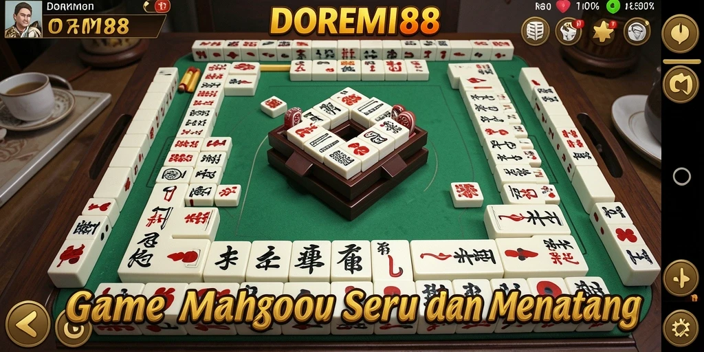 Screenshot DOREMI88 menampilkan momen seru dalam permainan Mahjong dengan desain ubin yang menawan.