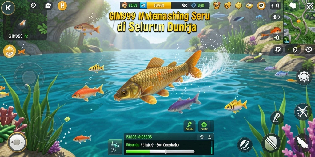 Tampilan gameplay GIM999 yang mendebarkan saat memancing.