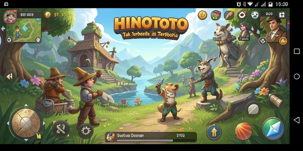 Screenshot gameplay HINOTOTO menampilkan petualangan epik di dunia terbuka.