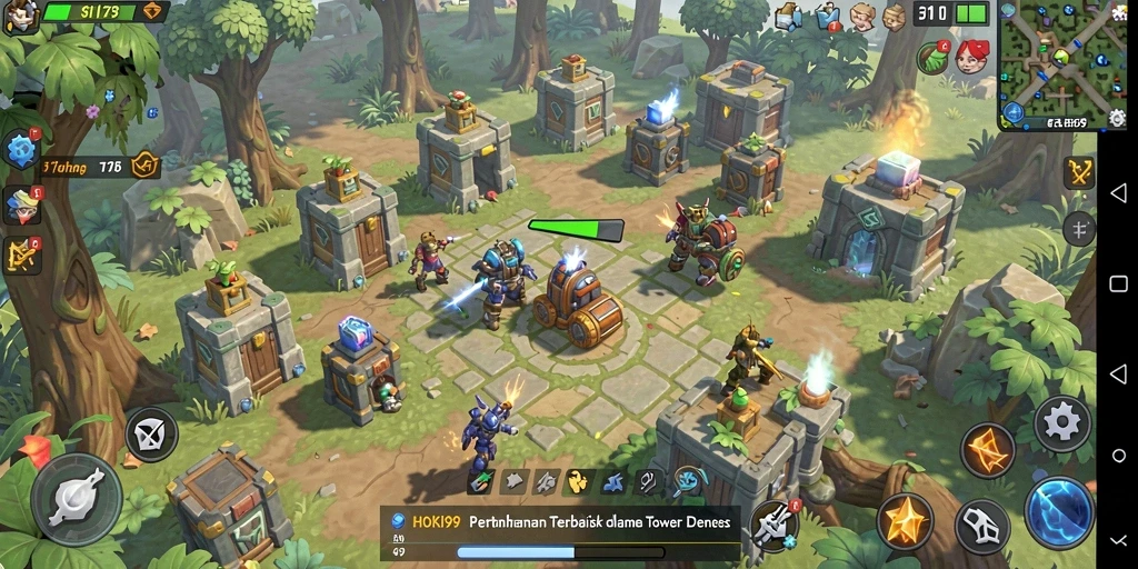 Tampilan gameplay HOKI99 dalam pertarungan Tower Defense yang menegangkan.