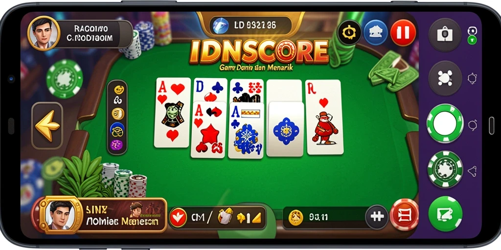 Screenshot gameplay IDNSCORE dengan efek visual yang menarik.