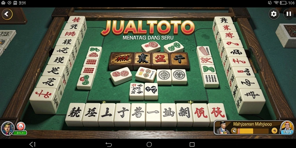 Screenshot utama JUALTOTO menampilkan gameplay Mahjong yang menarik.
