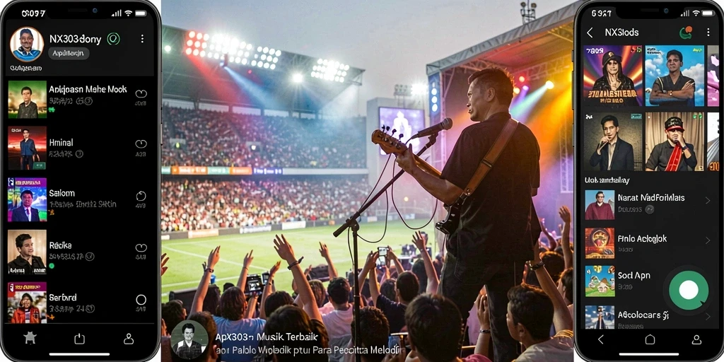 Screenshot NX303 menampilkan user interface aplikasi musik yang menarik.