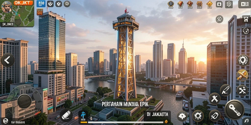 Gameplay seru di OKJKT dengan strategi Tower Defense mendebarkan.