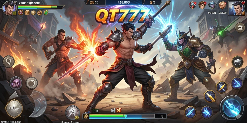 Gameplay QT777 yang mendebarkan dengan aksi pertarungan intens.