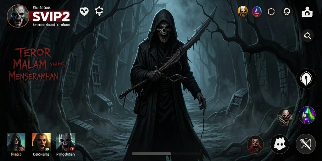 Screenshot gameplay SVIP2 menunjukkan suasana mencekam dan kegelapan yang mengintimidasi.
