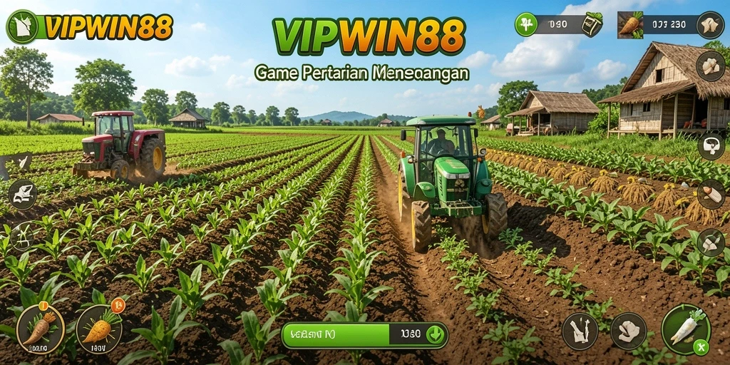 Gameplay Farming VIPWIN88 dengan grafik menarik dan petualangan seru.