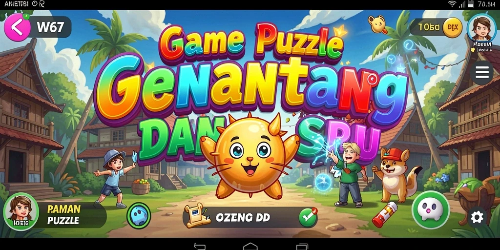 Tampilan gameplay W67 dengan berbagai teka-teki seru yang menantang.